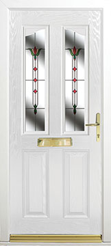 White with Leaded Light Glass Door